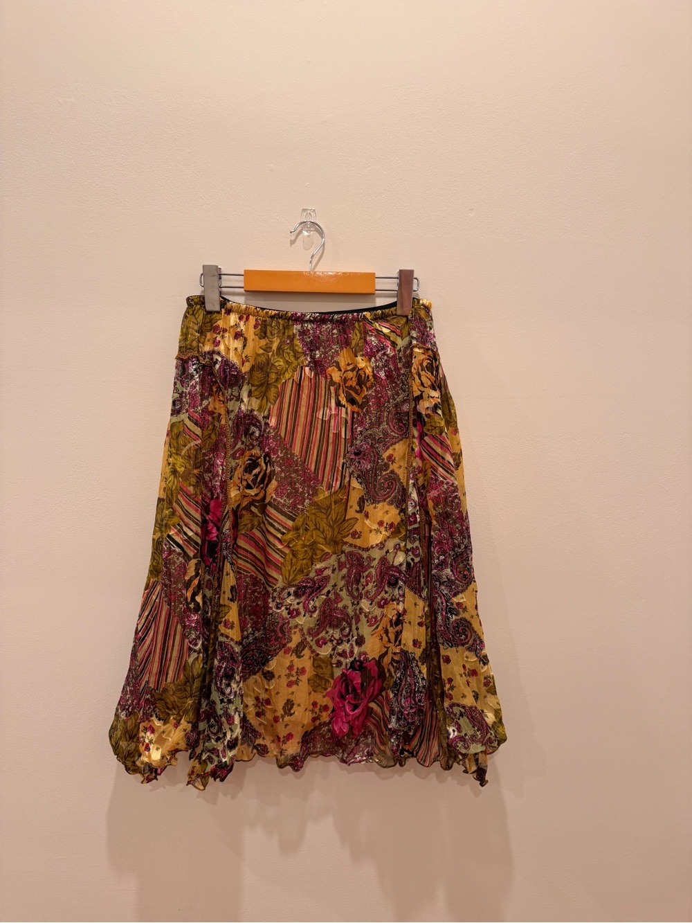 vintage floral flowy patchwork midi skirt!